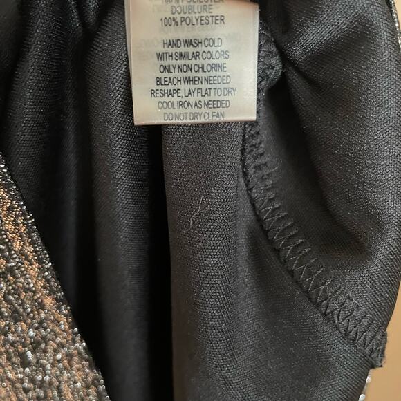 Vince Camuto Womens 0 Silver Metallic Cowl Neck Ruched Cocktail Dress - Picture 10 of 10